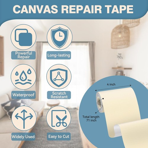 Canvas Reparaturband, selbstklebender Stoffflicken 4"×71", beige  - Bild 2 von 6