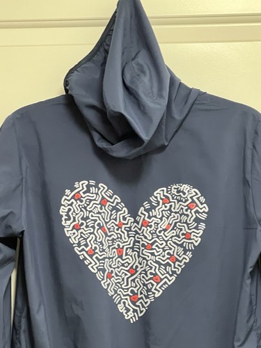 Uniqlo x Keith Haring Unisex Navy Blue SPRZ NY Windbreaker Full Zip Medium Heart - Picture 5 of 7