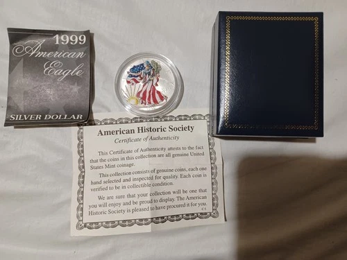 1999 American Eagle Walking Liberty 1oz .999 Fine Silver Colorized Dollar