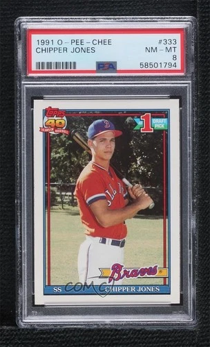 1991 O-Pee-Chee Chipper Jones #333 PSA 8 Rookie RC HOF
