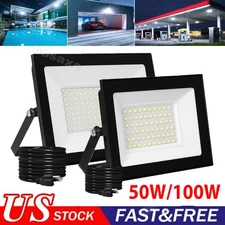 LED Flood Light 50W 100W Spotlight Security Garden Outdoor Lamp W/ US Plug