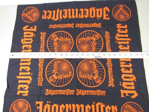 JAGERMEISTER Bandana GRANDE Sciarpa Fazzoletto Nero Arancione Logo Alce SIGILLATO 25" - Foto 2 di 3