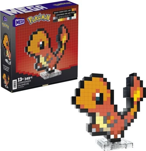 WB Mega Bloks - Pokemon Charmander, Pixel Art, 349 Piece Building Toy Set - Image 2 of 4