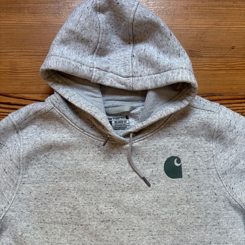 Carhartt light gray dark green logo kids sweatshirt hoodie SIZE XL - Picture 2 of 7