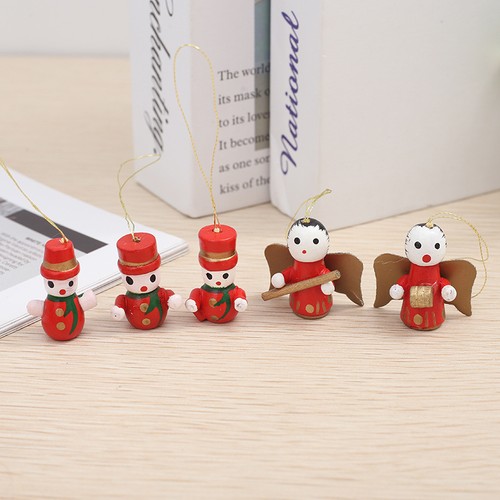 30 Pezzi Mini Albero di Natale in Legno Ornamenti Assortiti Cartoni Animati Ciondoli per Vacanze - Foto 9 di 10