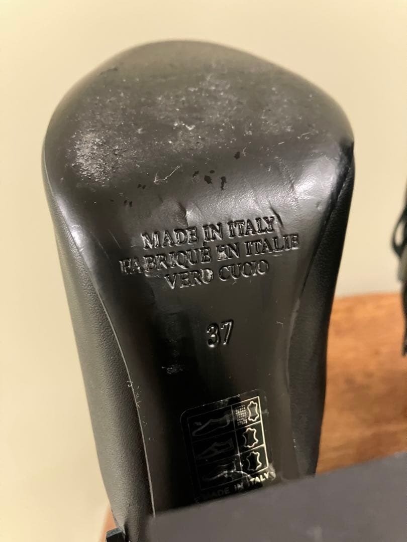 DIESEL BLACK GOLD Black Leather Fringe Chunky Heel Boots Sandals Size 37 Japan thumbnail 9