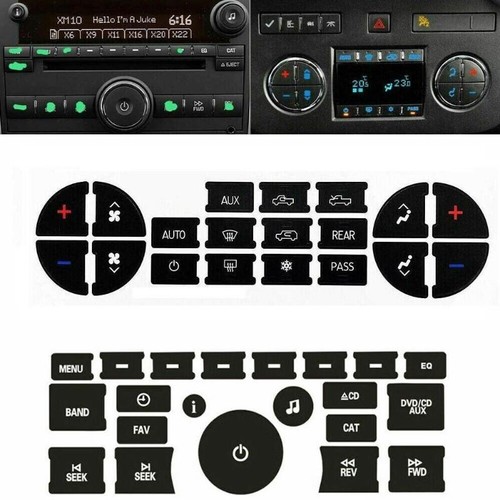 Repair Kit Decal Stickers Black Vinyl AC Dash Button Replacement Set