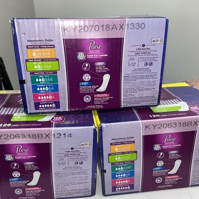 Poise Daily Liners, Size 2, Regular Length Very Light, 126 ct *Lot* 3 boxes*