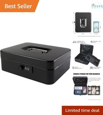 Large Metal Cash Box with Combination Lock 9.84x7.87x3.54 Inches Secure Storage