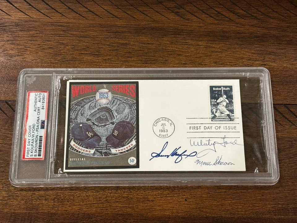 1st Day Issue Koufax Ford & Skowron Autograph Signed Envelope - Image 2 of 4