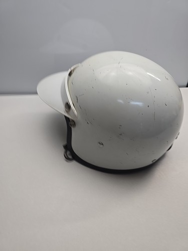 Casco scooter/moto d'epoca, bianco e nero, visiera, made in Japan - Foto 5 di 12