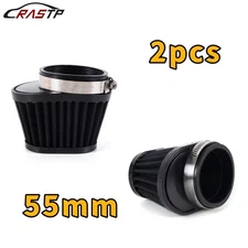 2PCS 55mm Air Filter Cleaner Round Tapered Replacement Fit For Motorcycle / Car