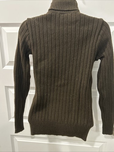 NEW W TAGS BERKSHIRE Made in UK Pure NEW Wool Brown Turtleneck Sweater 36 L3 - Picture 4 of 6