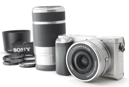 [SC: 8870] Sony Alpha A6000 (Kit with 16-50mm & 55-210mm Zoom) Silver Near Mint - Picture 1 of 17