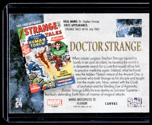 2024 Upper Deck Marvel Masterpieces '92 Platinum #24 Doctor Strange Tela - Foto 2 di 2