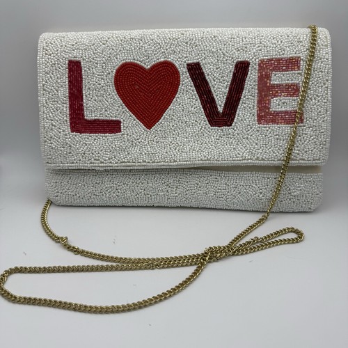 Versona Lafayette Beaded LOVE Clutch, EUC - Gold Chain - Picture 2 of 13