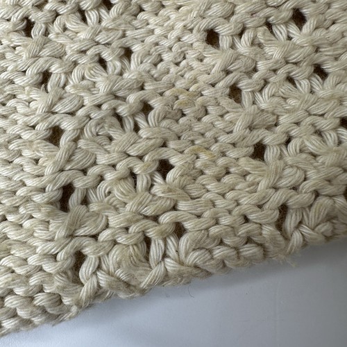 Vintage Cream Crochet Clutch Plastic Kiss Lock Clasp Hong Kong Lined Boho Hippie - Picture 3 of 23