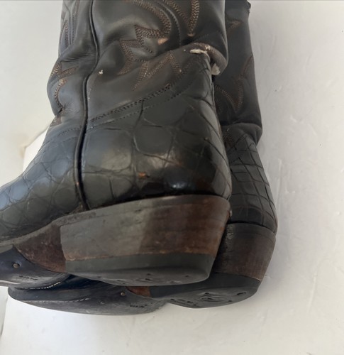 Vtg Renegade Alligator Croc Black Cowboy Boots  Made In The USA - Picture 15 of 17