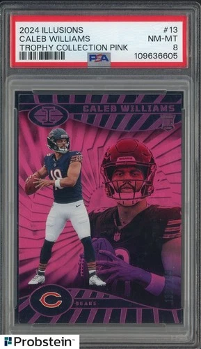 2024 Panini Illusions Trophy Collection Pink Caleb Williams RC Rookie /299 PSA 8