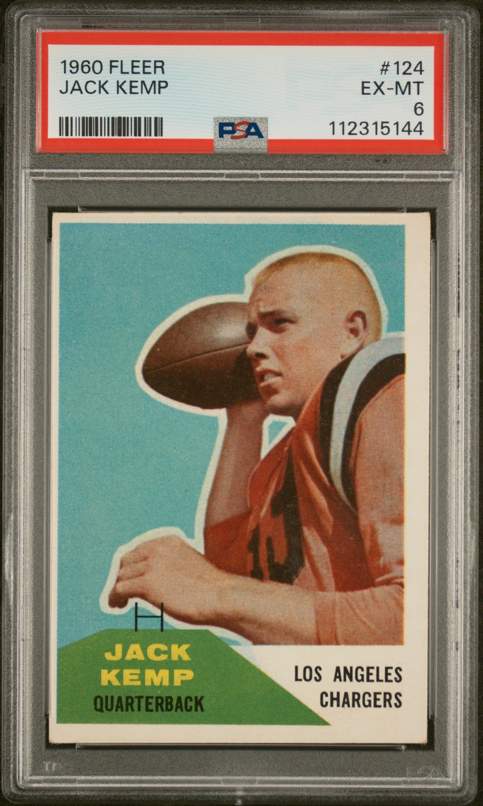 1960 FLEER #124 JACK KEMP ROOKIE RC PSA 6