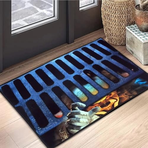 Halloween Doormat 31.5x19.7in Terrifier Horror Clown Halloween Decorations Blue - Bild 2 von 6