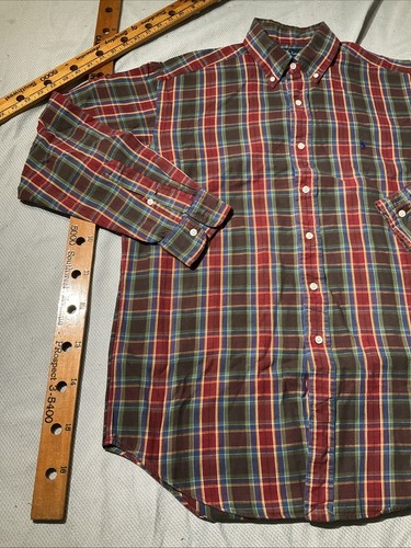 Ralph Lauren Shirt Mens Medium Multicolor Blake Plaid Button Preppy Pony Oxford - Picture 4 of 11