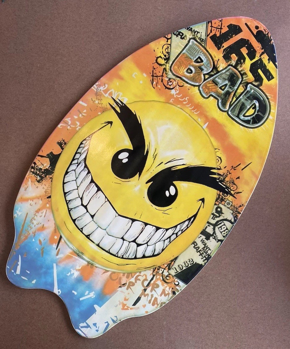 2010 Skim Lizard 35” Promo Wood Skim Water Board - Mischievous Smile Design
