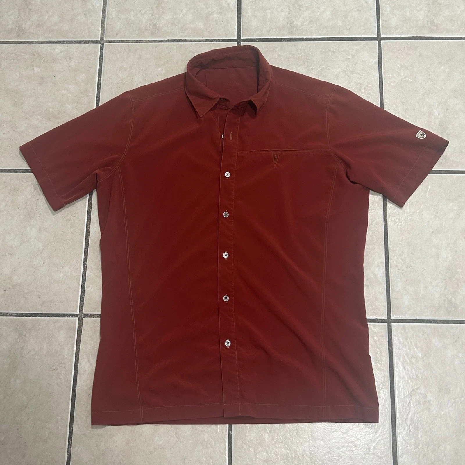 Kuhl Mens Rust Red Short Sleeve Button Down Performance Hiking Shirt Size Small
Opens in a new windo