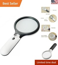 3X 45X LED Handheld Magnifier - Ergonomic Magnifying Glass for Jewelry  Reading