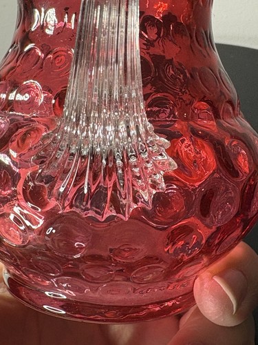 UV Reaktiv Fenton Punkt Optik Rubin Überfang Cranberry Glas Milchkännchen 1955-1967 - Bild 11 von 11