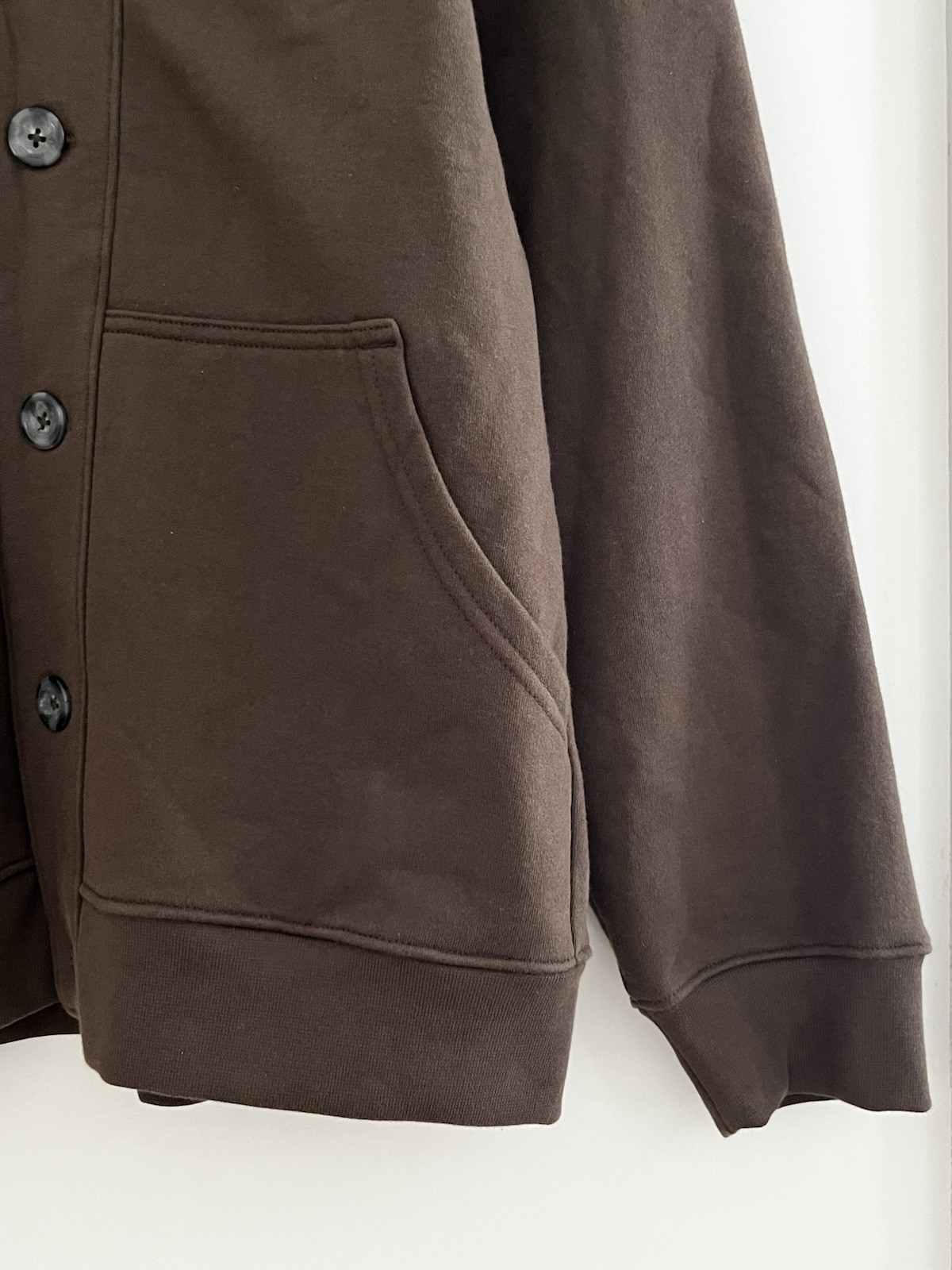 American Giant Shawl Collar Cardigan Mens M Coffee Brown Button Heavy Sweatshirt image 4