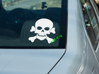 SKULL & CROSS BONES DECAL sticker outlaw biker motorcycle tank decal