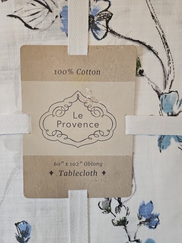 Le Provence Tablecloth 100% Cotton Purple & Blue Flowers 60”x 102” Oblong NEW! - Picture 2 of 9