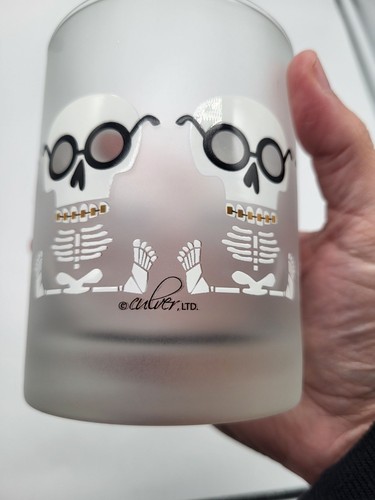 Culver LTD Halloween Day of the Dead Skeleton Gold Braces Tumbler Frosted Glass - Picture 5 of 7