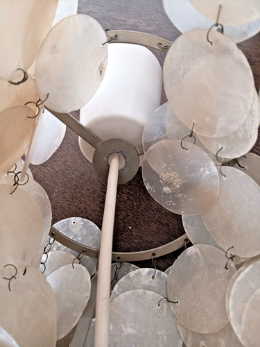 Verner Panton FUN Kronleuchter 1964 H. 65 cm B. 45 cm Capiz Muscheln Original - Bild 7 von 8