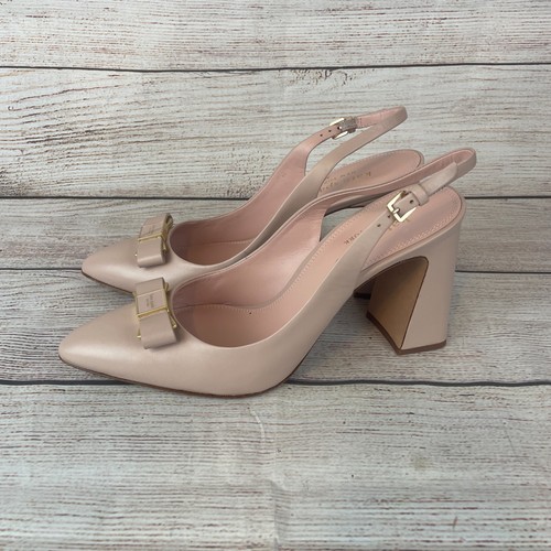 Kate Spade Bowdie Womens Sz 9.5B Slingback Heels Nappa Pale Vellum - Picture 8 of 12