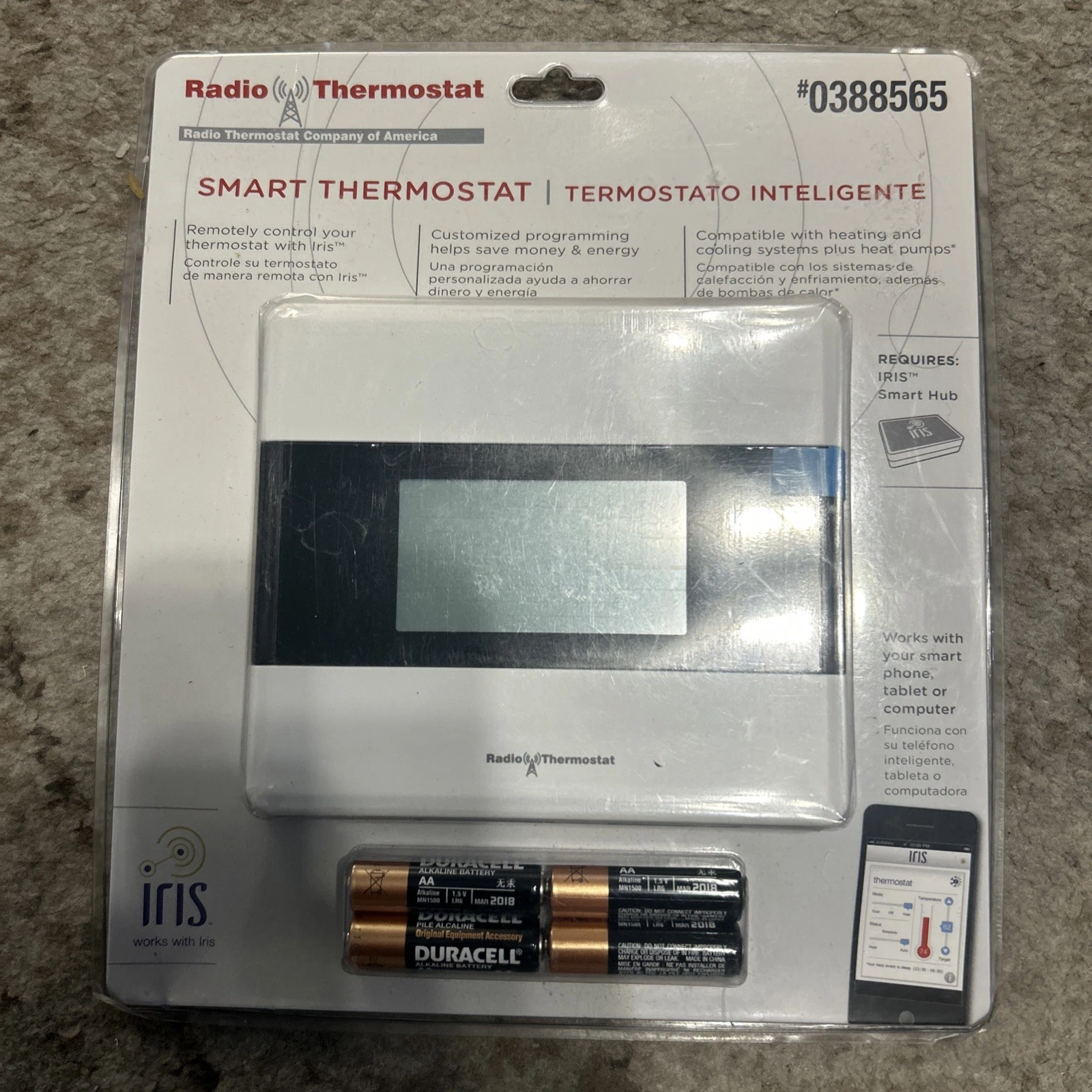 Radio Thermostat Smart Thermostat . Part# 0388565 Requires IRIS Smart Hub . New