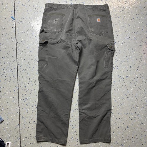 Carhartt Double Front Cargo Pants Mens 42x32 Ripstop Relaxed B342-MOS Distressed - Picture 2 of 7