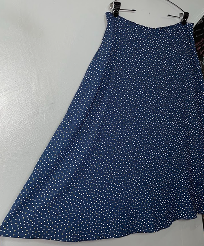 Talbots Size 14 Navy Polka Dot Midi Swing Skirt Classic Preppy Church Modest - Picture 2 of 11