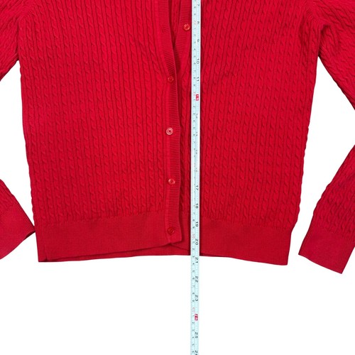 Brooks Brothers Fleece Strickjacke Damen XL rot Zopfmuster Langarm 100% Baumwolle - Bild 4 von 7