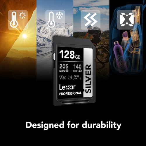 Lexar 128GB Professional Silver SD Card, UHS-I, C10, U3, V30, 4K, Up to 205/1... - Picture 5 of 6