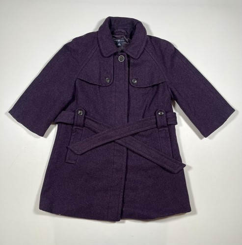 GAP Coat Womens Medium Purple Belted 3/4 Sleeve Trench Style Fully Lined Winter - Picture 1 of 4