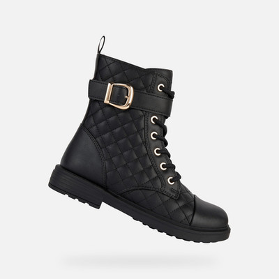 Geox NWT Girls  Eclair 30 Synthetic Leather Boots Black Youth US 12