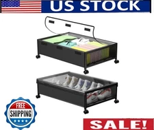 RYANSTAR RACING 2 Pack Rolling Under Bed Storage Containers with Wheels - Black