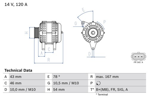 Alternator fits VOLVO V50 545 2.0D 04 to 10 Bosch 30667067 30795422 36000598 - Picture 2 of 3