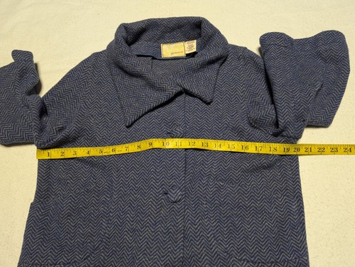 Anthropologie Guinevere Lambswool Coat Chevron Print Size M Medium Blue Cropped - Picture 11 of 17