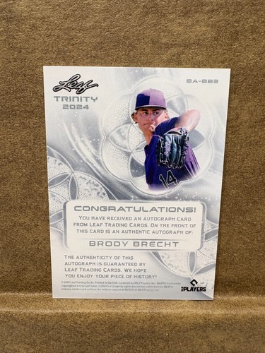 2024 Leaf Trinity Autograph Brody Brecht /99 - Picture 2 of 2