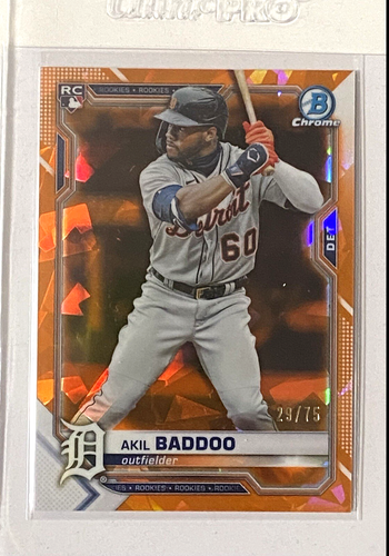 2021 Bowman Chrome Sapphire Ed AKIL BADDOO RC #34 ORANGE /75 Refractor Tigers