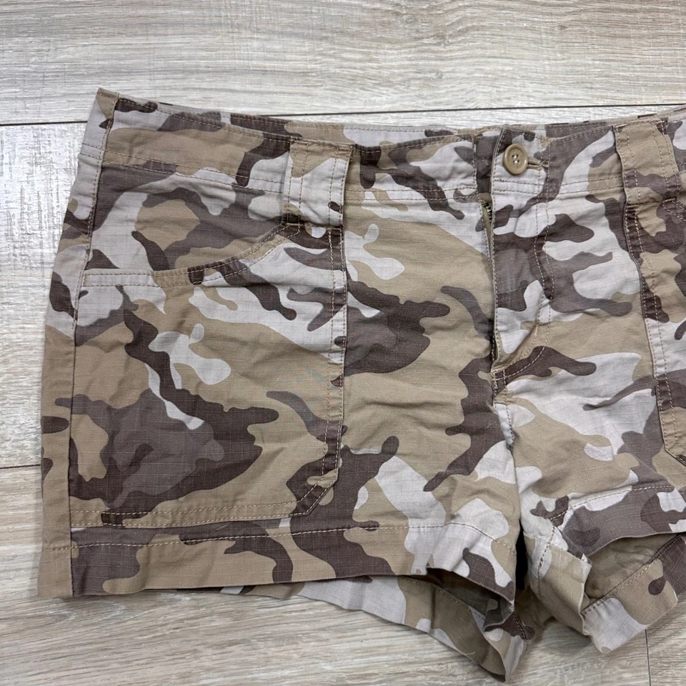 Arizona Jean Marrón Camuflaje Mini Pantalones Cortos Camuflaje Carga Parche Bolsillo Talla 13 Foto 3 de 4