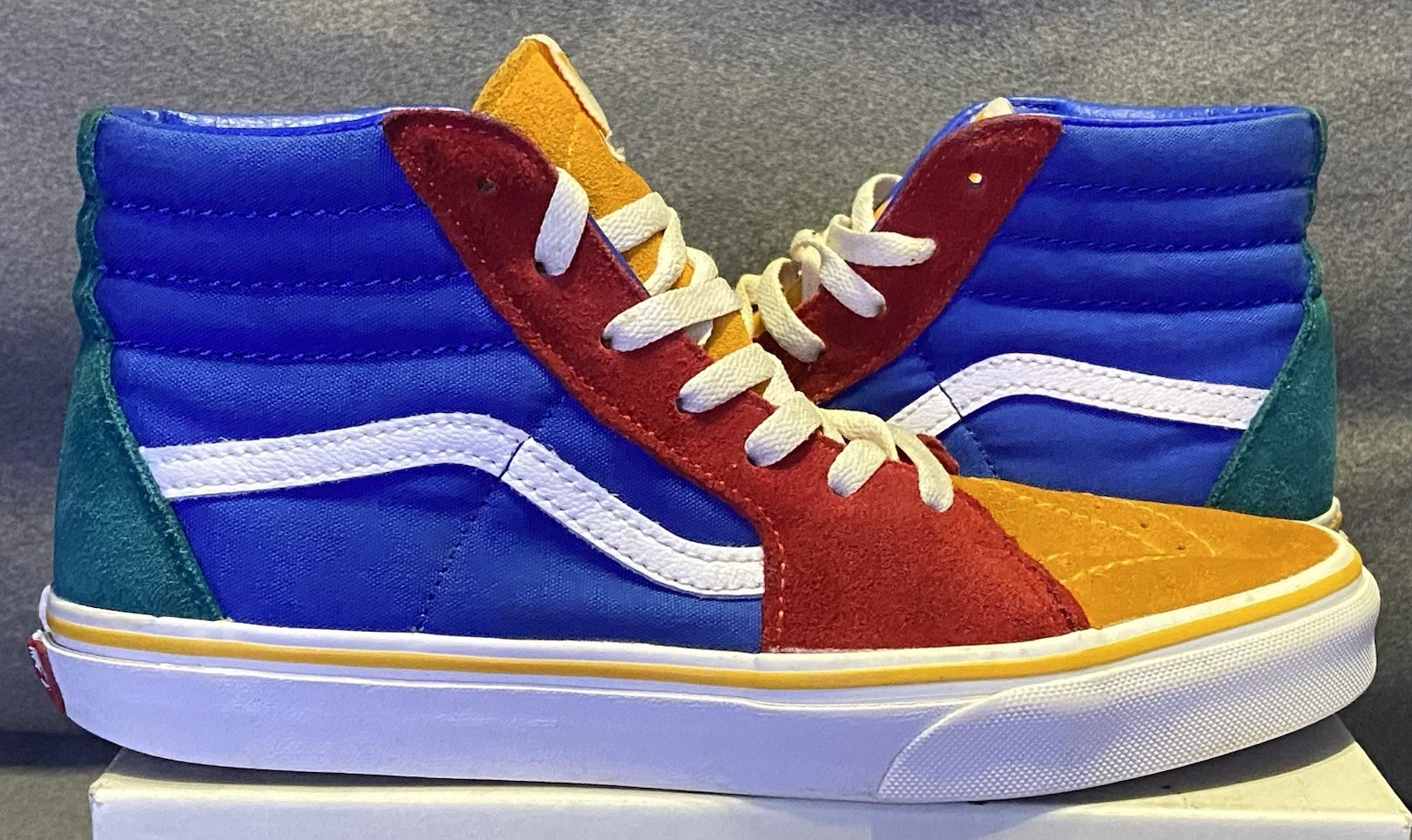 Scarpe alte Vans Sk8 Hi Youth taglia 7 scamosciate color block colori primari 721356